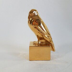 Rookwood Pottery 24K Gold Plated Rook Hawk Paperweight #491/500 1987 # 6405